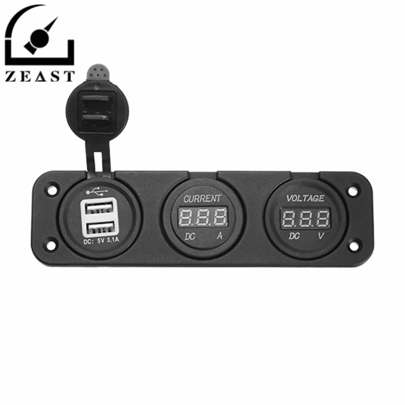 

12V/24V Car Motorcycle Waterproof 3 in 1 Digital Volt Meterr Ammeter USB Car Charger Socket