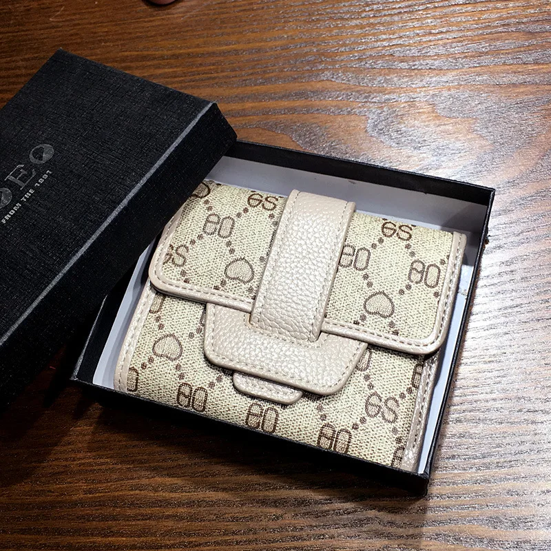 La MaxZa женский винтажный короткий кошелек с застежкой ПУ, кожаная монета с карманом, роскошная дизайнерская визитница, Дамский кошелек для денег - Color: grey