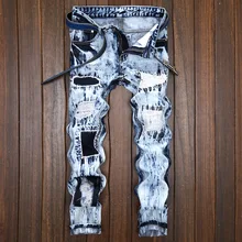 Blue Jeans Men Straight Denim Washing Jeans Trousers Plus Size 28-38 High Quality Denim patch button Mens Pants Jeans