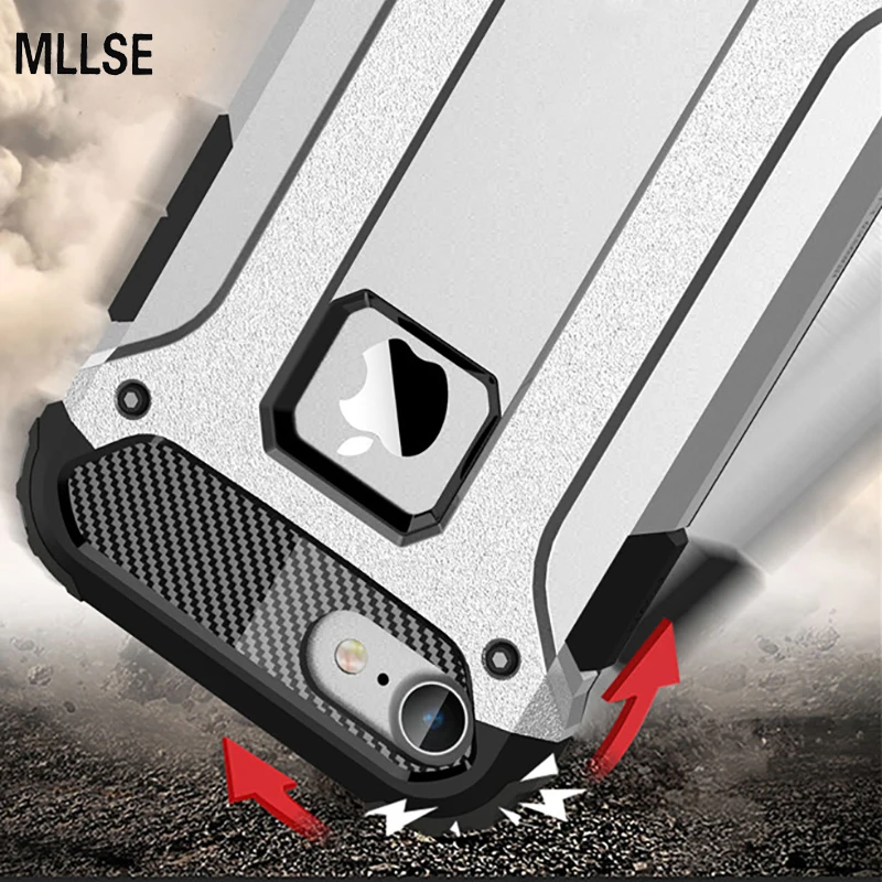MLLSE Strong Hybrid Tough Shockproof Armor Phone Back Case for iPhone Xr 5S SE 6S Plus 8 7 Xs MAX Hard Rugged Impact Cover Funda |