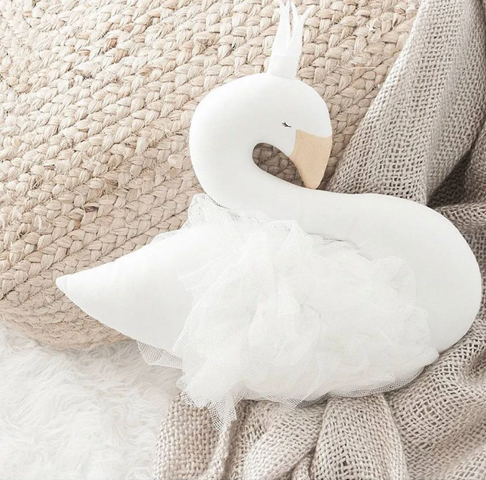 

LONSANT Infant Baby Soft Pillow Crown Mesh Swan Children Pillow Room Decoration Doll Photography Props Toys kids sleeping Pillow