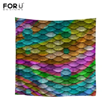 

FORUDESIGNS Multicolor Mermaid Scales 3D Printed Woman Square Scarf Fashion Brand Design Headbands Lady Mini 53cm*53cm Bandanas