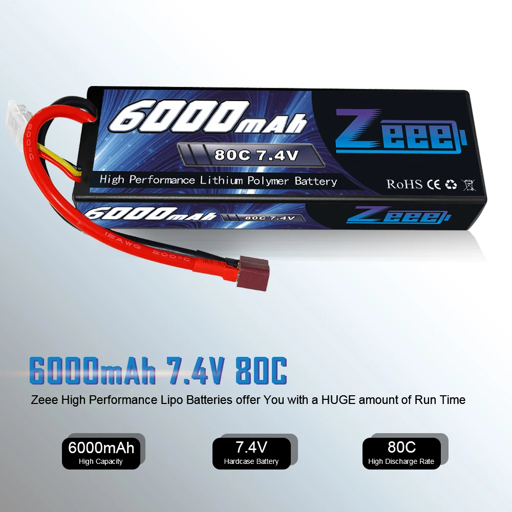 Zeee 6000 мАч RC LiPo батарея для RC 2S 80C LiPo 7,4 В с декантами T Разъем для RC автомобиля грузовик Танк Losi Traxxas Slash Truggy