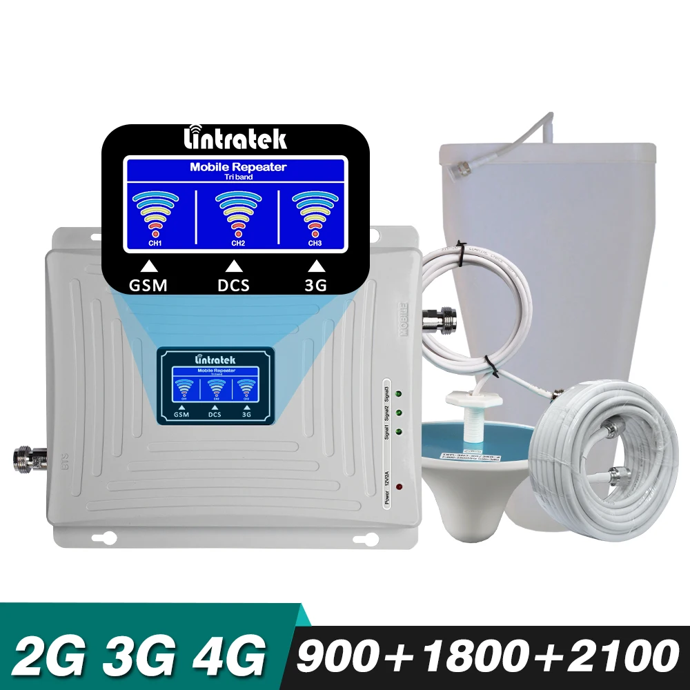 

2G 3G 4G Tri Band Repeater GSM 900 DCS LTE 1800 WCDMA 2100 Mobile Signal Amplifier Cellular 4G LTE Cell Phone Signal Booster Set