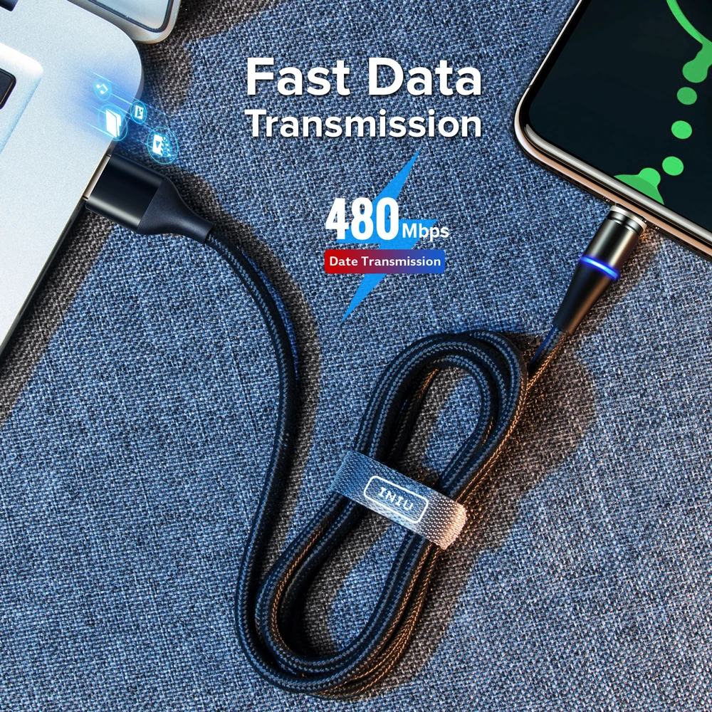 Магнитный кабель GETIHU 5A для быстрой зарядки с разъемом USB Type C мобильного телефона