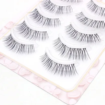 

YOKPN 5 Pairs Natural False Eyelashes Transparent Slender Realistic Eyelash Cross soft Short Fake Eyelashes Handmade Makeup Tool