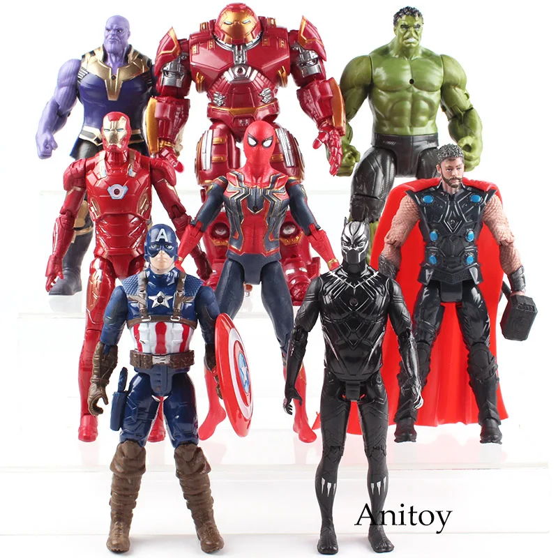 Comprar Los Vengadores 3 guerra del infinito Pantera Thor Capitán América Spiderman Thanos Hombre de Hierro PVC figura de Marvel juguetes para niño
