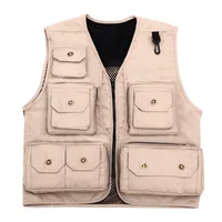 Canvas Photographer Vest Beige, Multi-Pocket