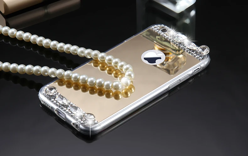 6S 7 Plus Luxury Diamond Glitter Mirror Case For Apple iPhone7 Plus 6 6s Plus 5 5S SE Dual Layer Bling TPU Slim Clear Back Cover (2)