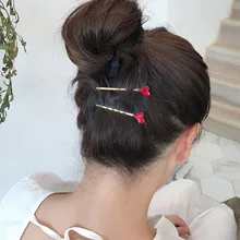 1 шт. заколки для волос для девочек в скандинавском стиле минималистичные любовные Стразы зажим для слов Персиковое сердце шпилька для волос из сплава металлов боковой зажим для карт G0405