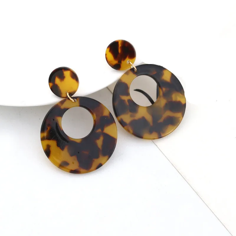 

Ufavoirte New Geometric Round Big Circle Acrylic Statement Long Drop Earrings Acetic Acid Stone Earrings for Women Girl