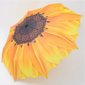 

Rain Women Three-folding Color Coating 3D Flower Print Sunny and Rainy Umbrella