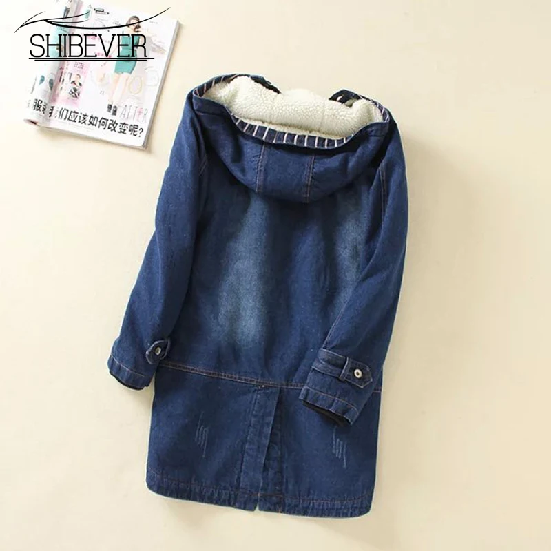Ideal  New Winter Denim Jacket Women Outwear Fashion Long Sleeve Loose Fur Female Coat Casual Hooded Jacke