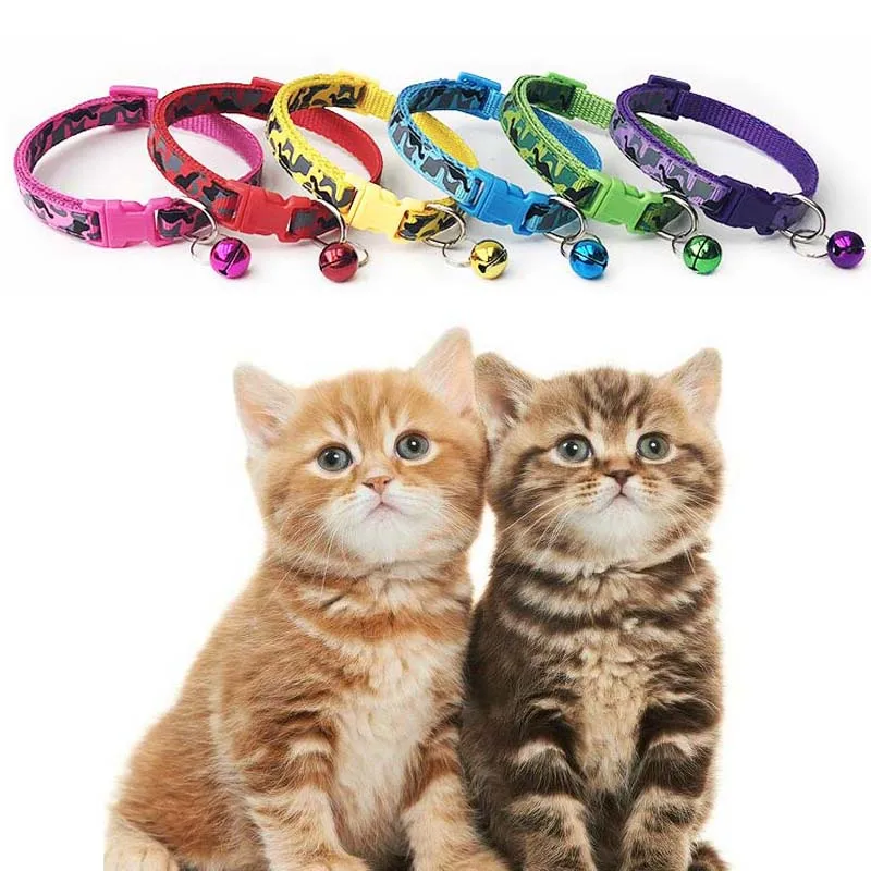 

Pet Collars Dog Collars Neck Strap Adjustable With Bells Camouflage Necklace Collar For Little Dogs Puppy Kitten Cat Accessories