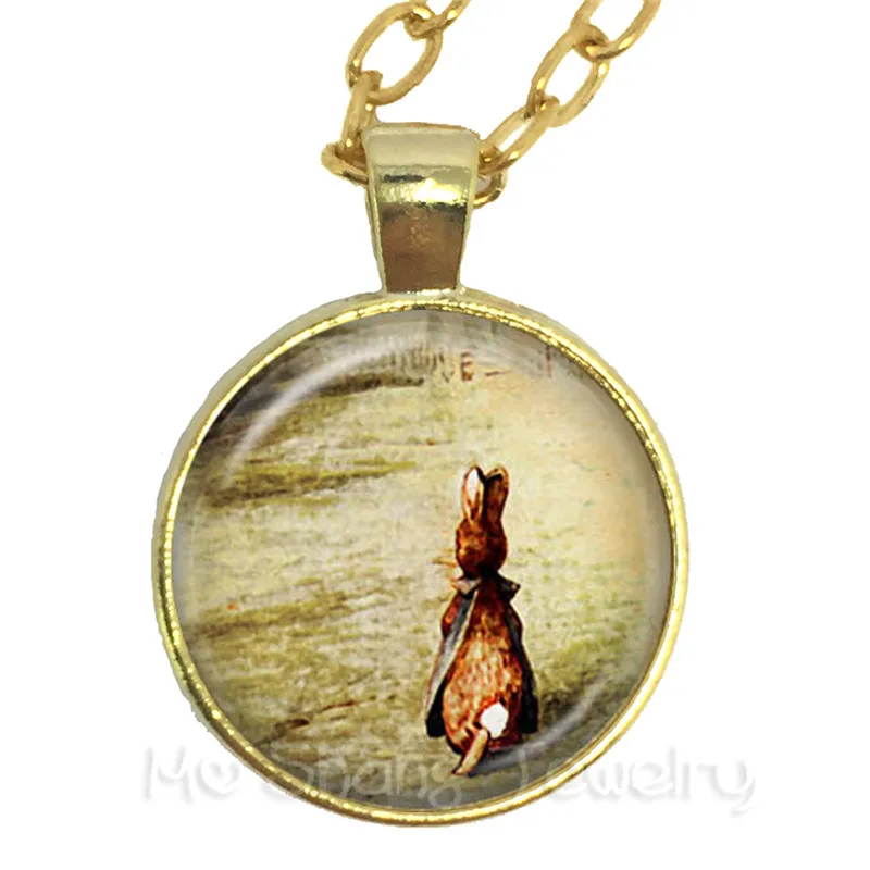 

Peter Rabbit Picture 25mm Round Glass Dome Necklace Animal Pattern Series Pendant Animal Lover Creative Gift Handmade Jewelry