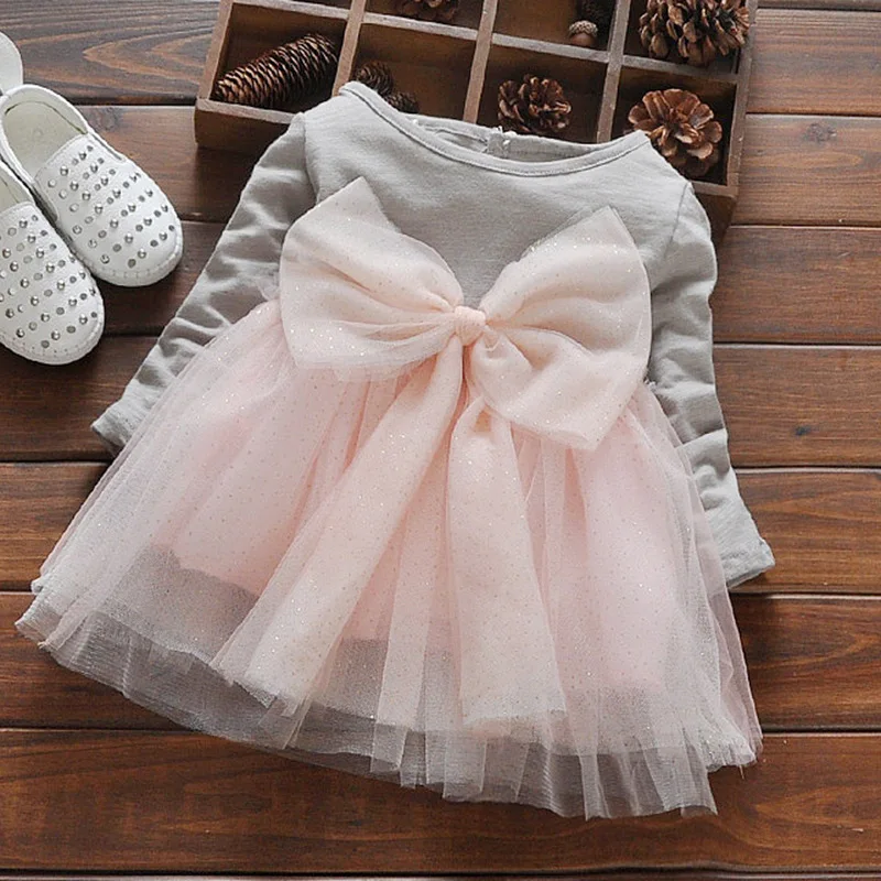 Aile rabbit/Одежда для девочек; осеннее платье; детская одежда; платье-пачка принцессы с длинными рукавами и большим бантом; платья для малышей