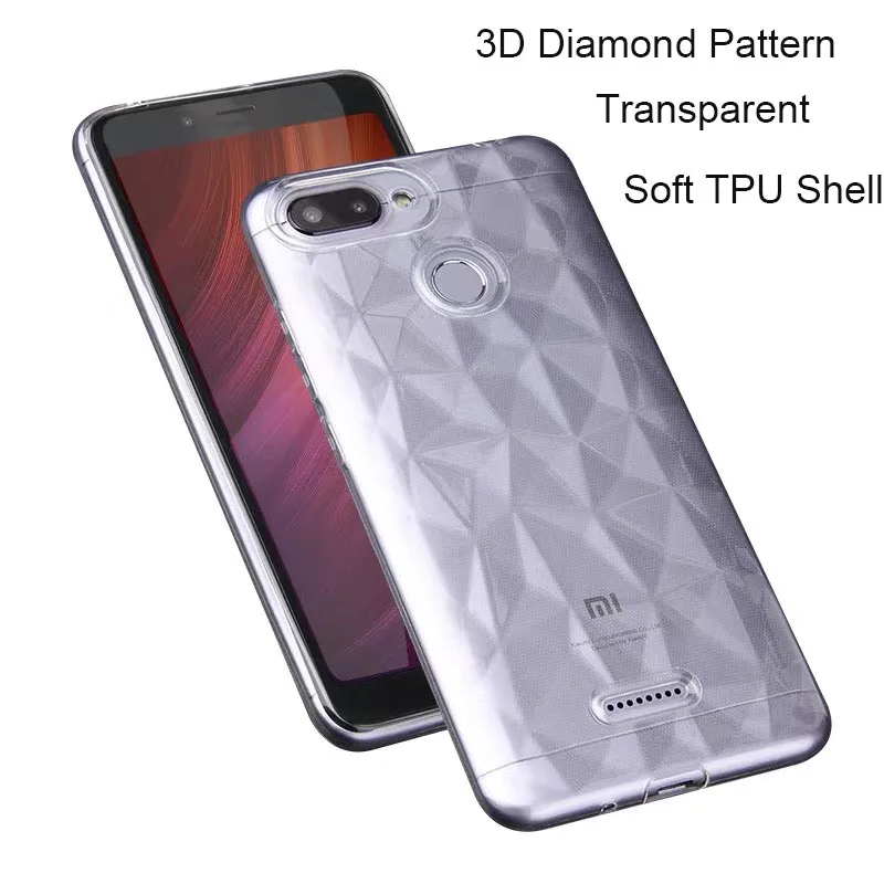 3D Diamond Patterned Transparent Soft TPU Case Cover on sfor Xiaomi Mi 9 se A2 Redmi S2 6A Note 5 5A 7 Clear Silicon Phone Capa |