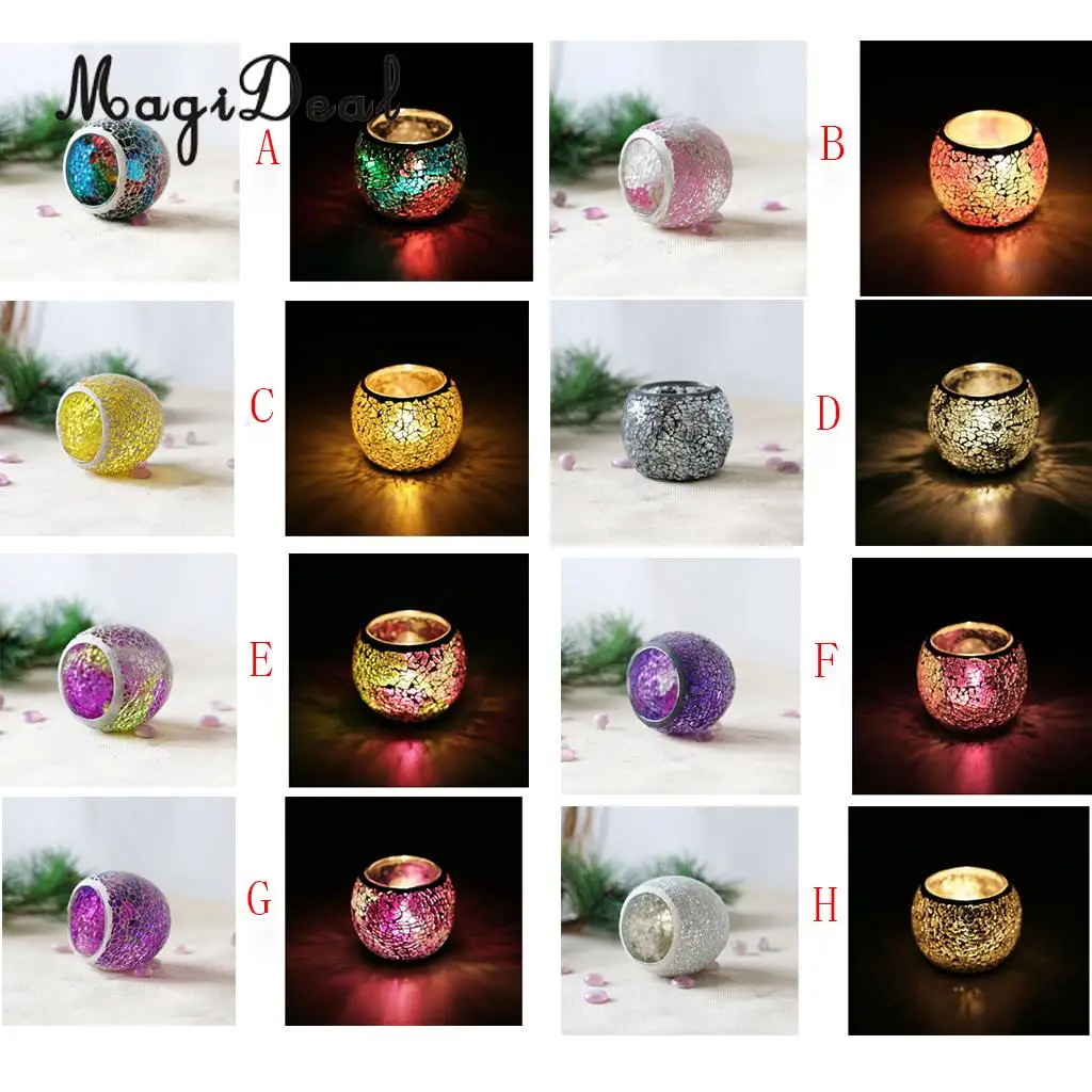 Mosaic Glass Candle Holder Votive Tealight Holder Bowl Wedding Decorative Lighting Accessories Festive Light Holder 5-set