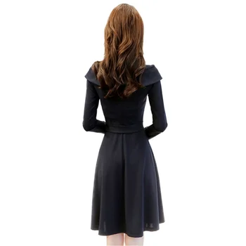 

Dresses 2018 Summer Women Burgundy Blue Princess Dresses Off The Shoulder Short Sleeves Knee-length A-line Dress