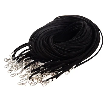 

50 Black Flat Velvet Necklace Cords 3mm + Lobster Clasp HOT