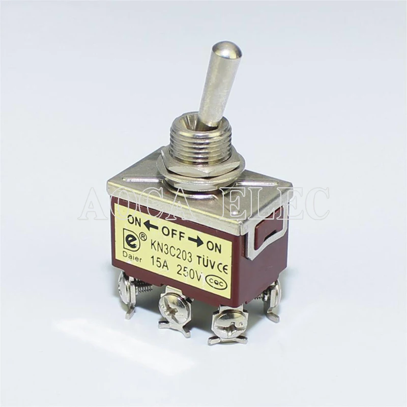 

20PCS KN3C-203 15A 250VAC DPDT ON-OFF-ON 6 Pin Toggle Switch 3 Position 12.2MM Screw Terminal