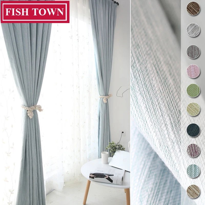 

FISH TOWN 30% Cotton Solid Color Blackout Curtain Window Treatment Drapes Noise Blocking Curtains Blinds for Bedroom Living Room