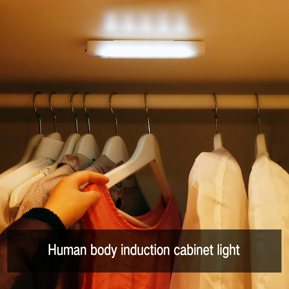 Sensor de Movimento Conduziu a Luz do Armário Sensor sem Fio Luz da Parede do Corredor Boruit Cozinha Quarto Lâmpada Noite Roupeiro Luz Pir Computers & Electronics