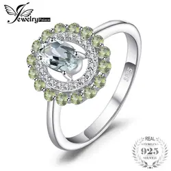 Jewelrypalace модные 1ct натуральная круглый Перидот Овальный зеленый аметист кольцо стерлингового серебра 925 Новый для Для женщин уникальный