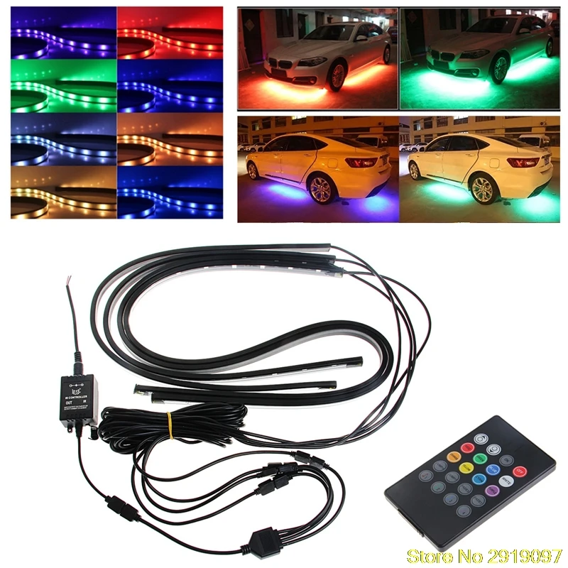 

Car Styling RGB LED Strip Atmosphere lamp Under Car Tube Underbody Underglow Glow System Neon Light Remote