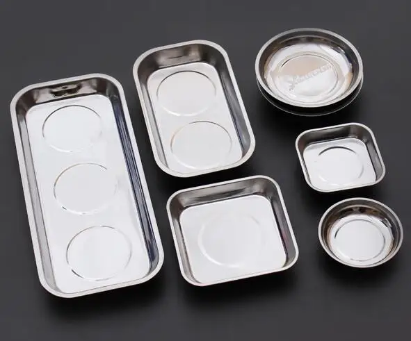 

1 Piece screw Tray Round Stainless Steel Magnetic Tray, Magnetic Parts Holder, Round, Quad stainless steel Magnetic parts tray