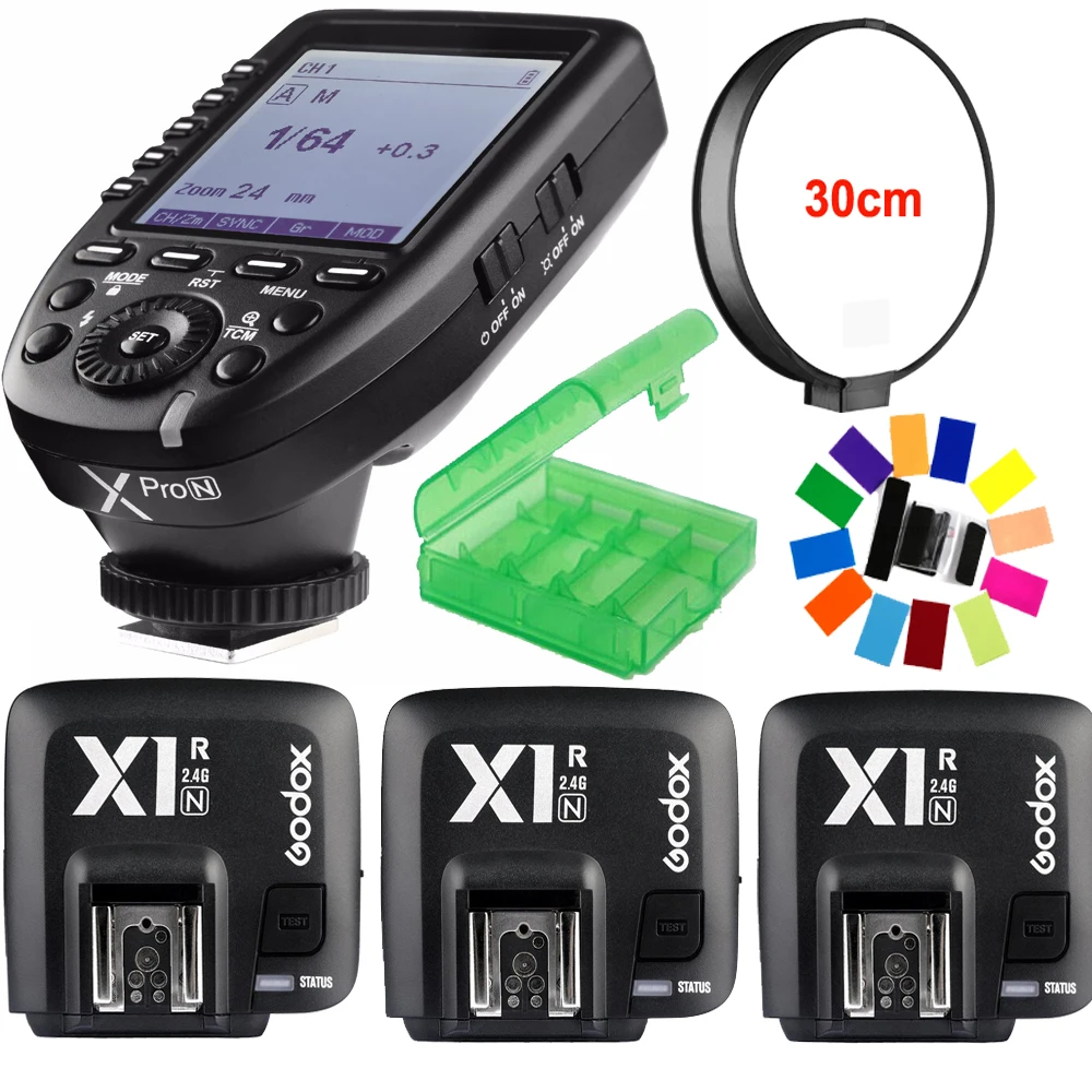 

Godox Xpro-N i-TTL II 2.4G X System Wireless Control Remote Trigger with 3* X1R-N Controller Receiver Compatble for Nikon Flash