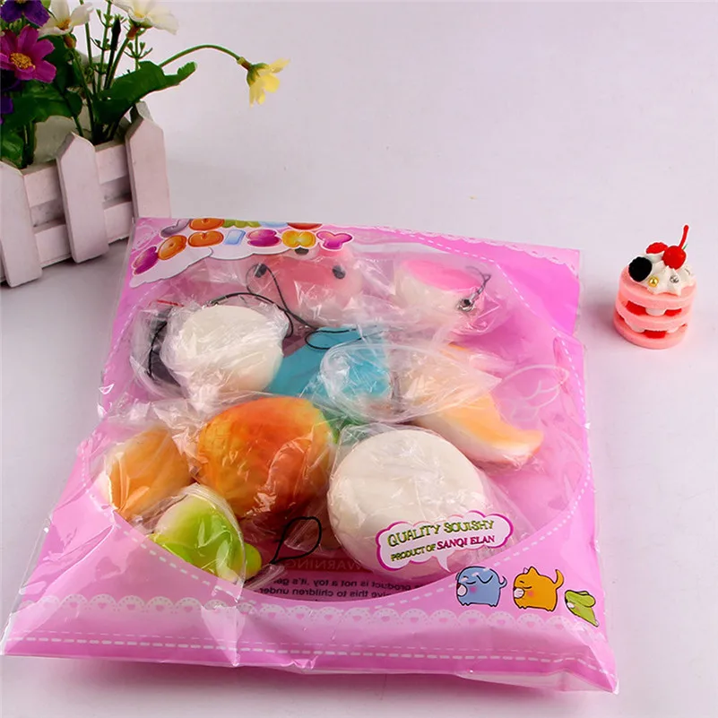 price reduction  10pcs Medium Mini Soft Squishy Bread cute squishy package Toys Key rising wipes anti-stress toys A1