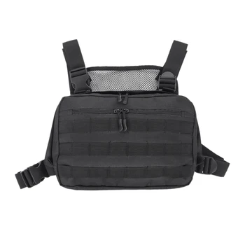 

Black Chest Bag Adjustable Oxford Hip Hop Streetwear Functional Shoulder Bag Waist Packs Kanye West Chest Rig Bags