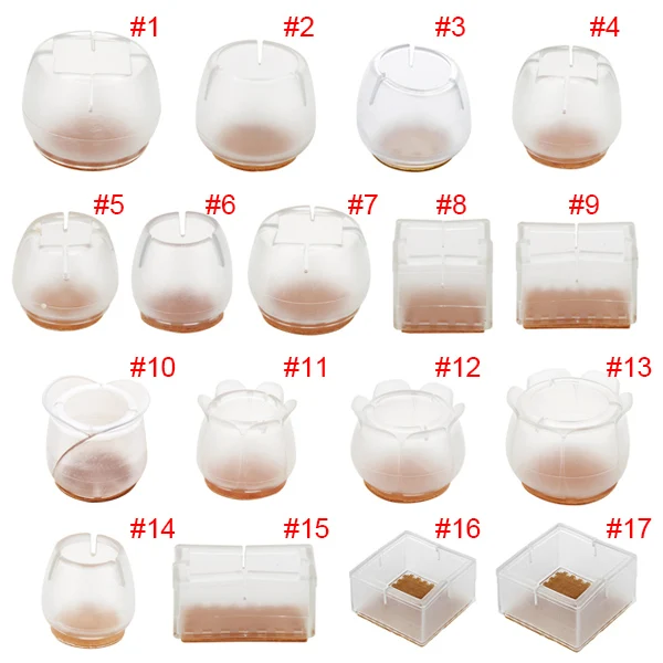 10pcs Silicone Rectangle Square Round Chair Leg Caps Feet Pads Furniture Table Covers Wood Floor Protectors   J2Y