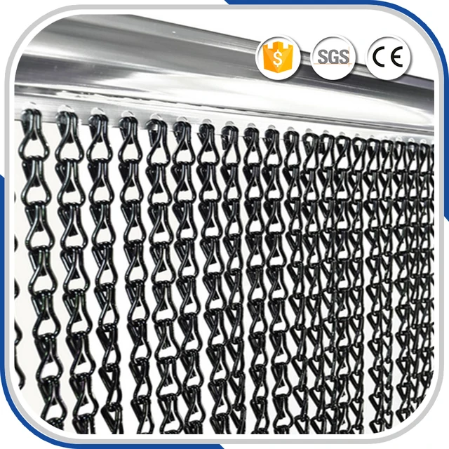 Glossy Decorative Aluminum Chain Fly Screen Door Curtain In Black Glossy Decorative Aluminum Chain Fly Screen Door Curtain In Black