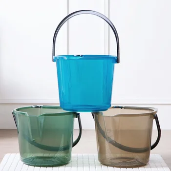

OTHERHOUSE 8L Plastic Mop Bucket Bathroom Transparent Buckets Portable Water Container Outdoor Fishing Car Wash Bucket Large