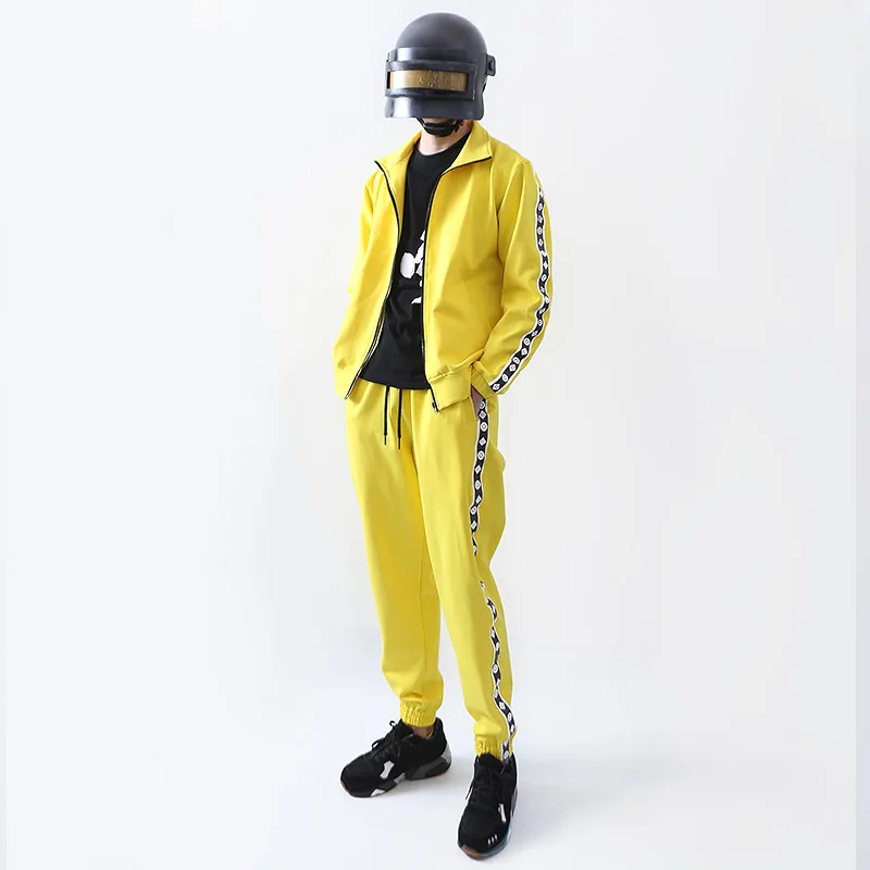  PUBG Playerunknown's Battlegrounds Cosplay Costume Coat Yellow Sportswear Suits Jacket coat and pan