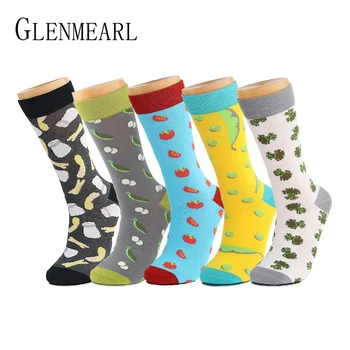 

Cotton Men Socks Spring Fall Plus Size Brand Quality Business Compression Coolmax Pattern Dress Happy Male Crew Socks