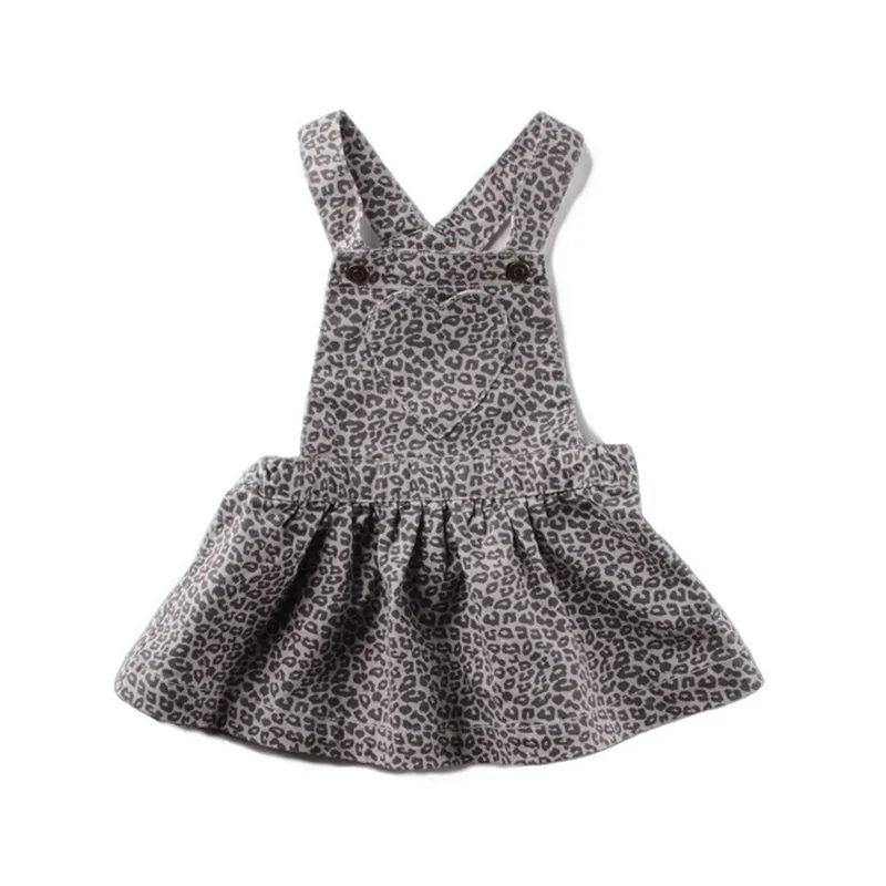 

SHUZHI 2017 New Baby Sundress Baby girl denim dress Spring Summer Leopard Toddler Denim dresses infantil overalls dress