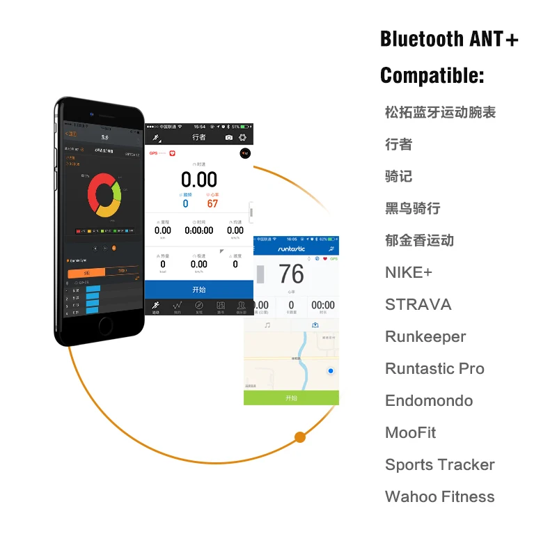 Bluetooth 4,0 ANT+ датчик сердечного ритма, совместимый с GARMIN Bryton IGPSPORT, компьютер, для бега, спорта, велосипеда, сердечного ритма, нагрудный ремень