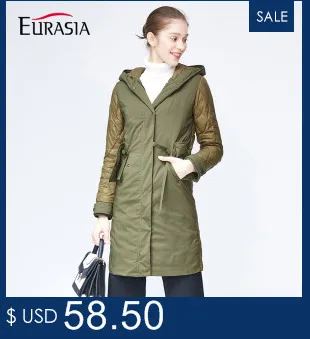 EURASIA New Brand Hooded Womens Winter Coat Full Jacket Thick Parkas Zipper Sustans Lady Jackets Outerwear Green YD1860