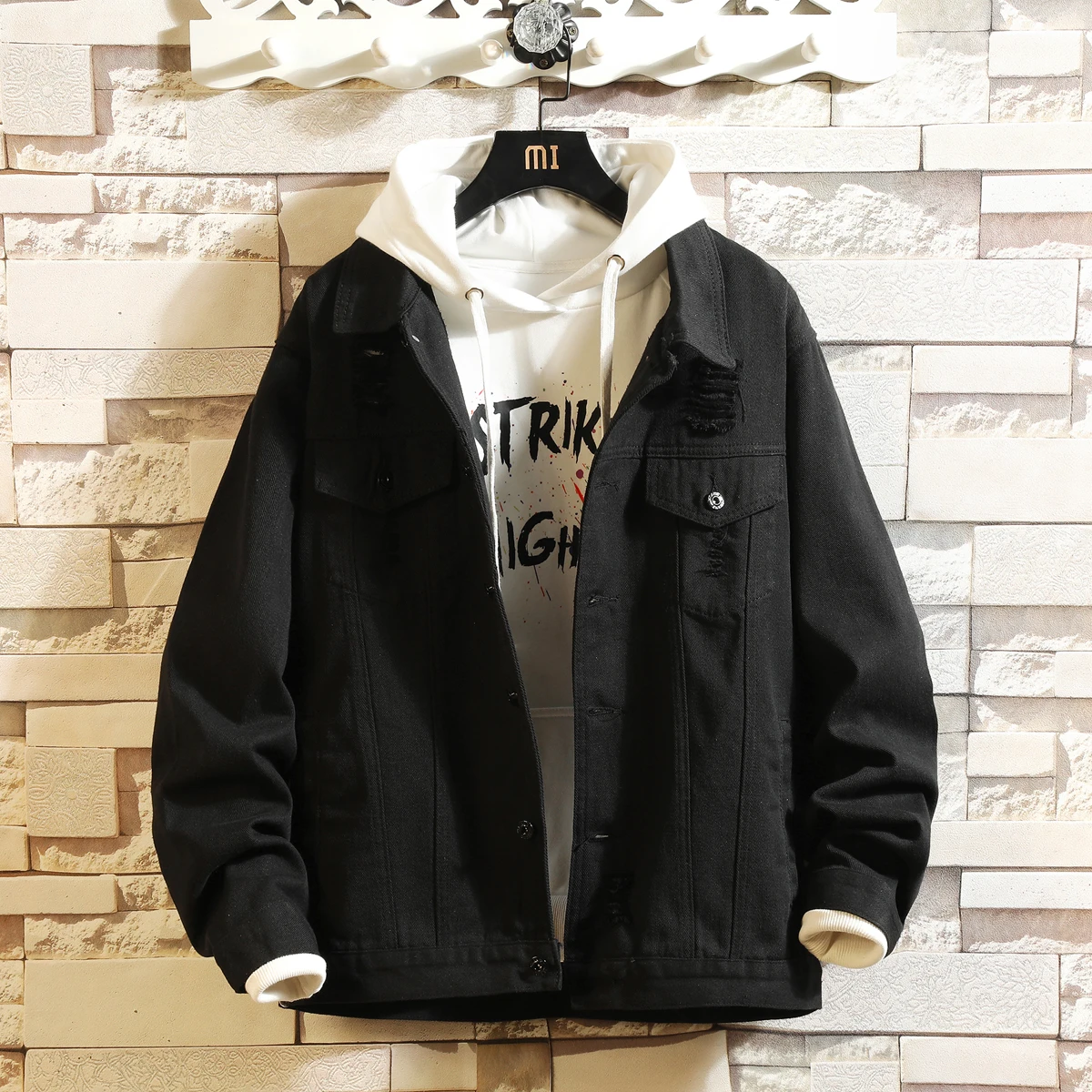 S-5XL 2019 جديد أعلى جودة القطن الخالص الدنيم السترات الرجال كاوبوي سليم صالح منفذها سترة بنطال جينز رجالي سترة الهيب هوب طباعة معاطف