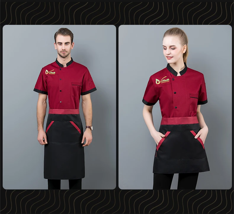 Для женщин Для мужчин шеф-повар куртка Кухня форма офицантки Еда для вызова обслуживания в отелях, кафе короткий рукав поварская рубашка