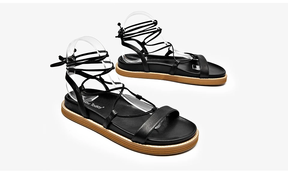 BeauToday/женские сандалии из натуральной кожи с ремешком на щиколотке, женские сандалии-гладиаторы на шнуровке, летняя обувь на низком каблуке