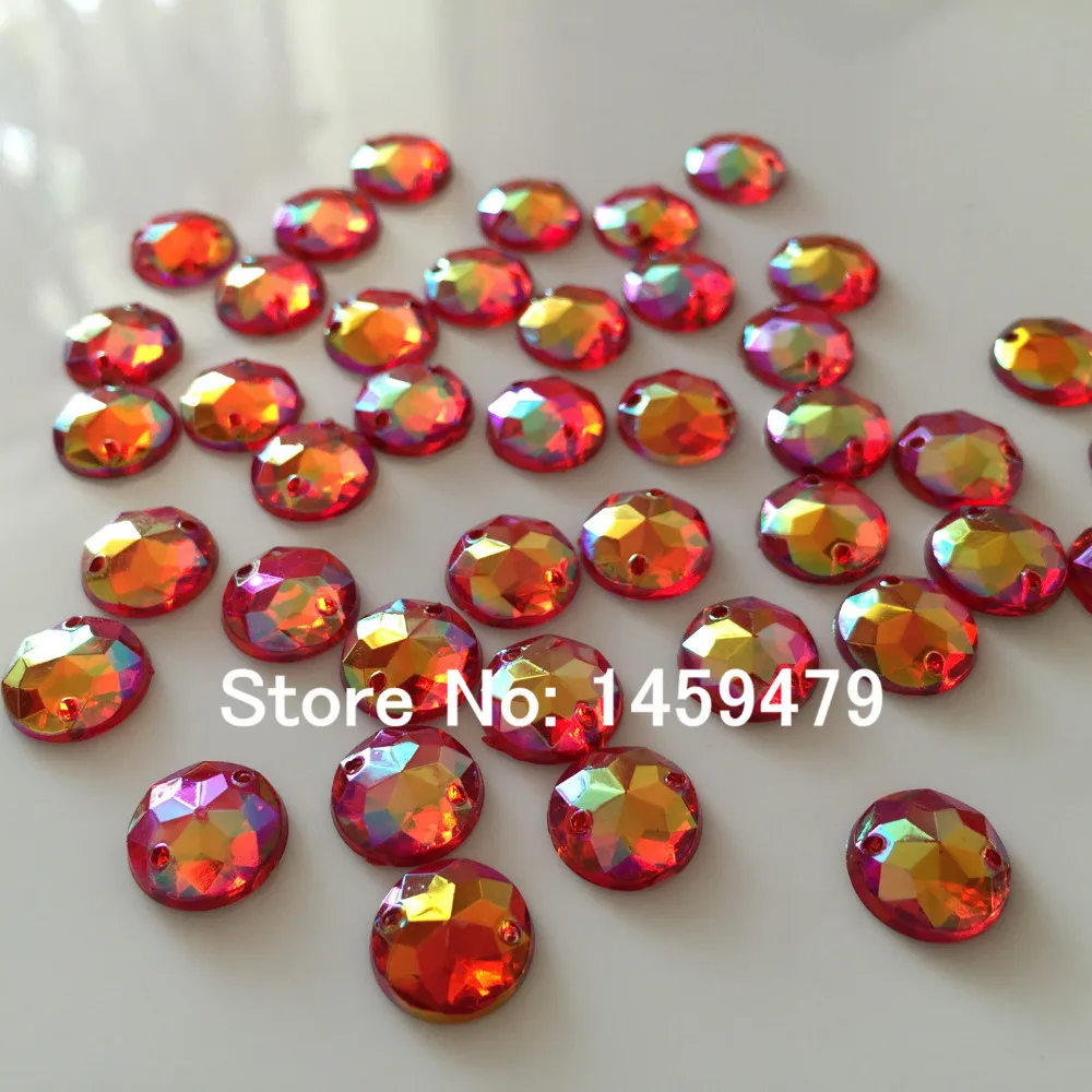 250 Mixed Color Acrylic Flatback Sewing Rhinestone Round Button 20mm Sew on bead