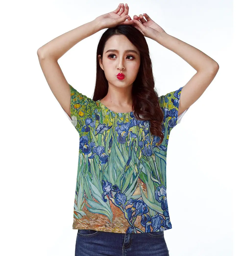 

Track Ship+New Vintage Retro Fresh Hot T-shirt Top Tee van Gogh Painting Irises Flower Field 1488