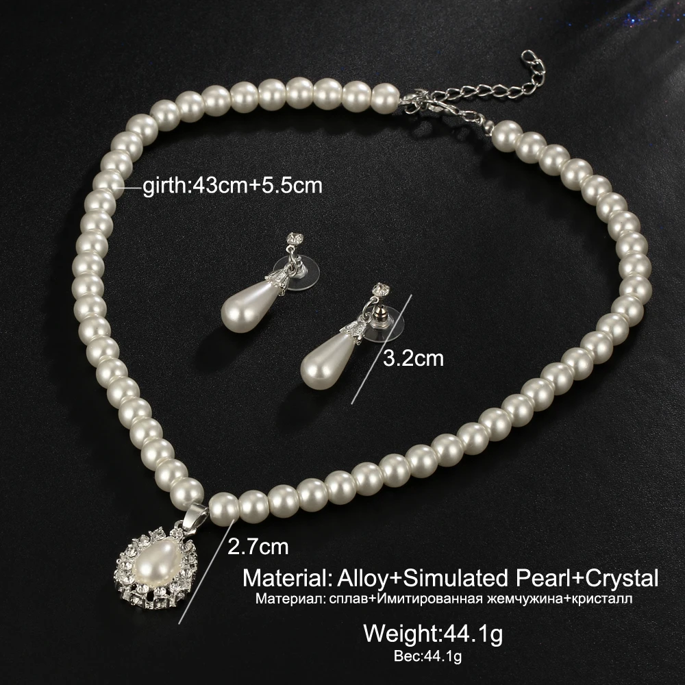IF-ME-Trendy-Simulated-Pearl-Water-Drop-Jewelry-Sets-for-Women-Crystal-Statement-Pendant-Necklace-Drop
