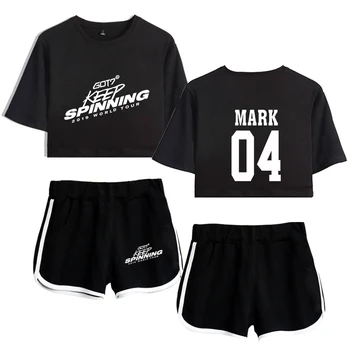 

GOT7 printing this year's latest street casual sun T-shirt women's high quality T-shirt + shorts two-color mixed women's suit