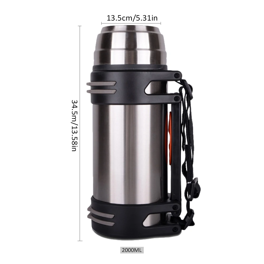 Vacuum Flask Double Wall Stainless Steel Thermos Insulated Sports Water Bottle Mug Cup Portable Stainless Steel Sports Bottle - Цвет: 2000ml