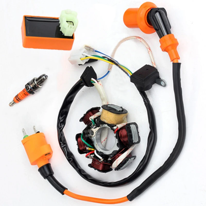 

Spark Plug Ignition Coil Set Kit For GY6 49CC 50CC ATV Moped Scooter Replacement Durable Practical Accessories
